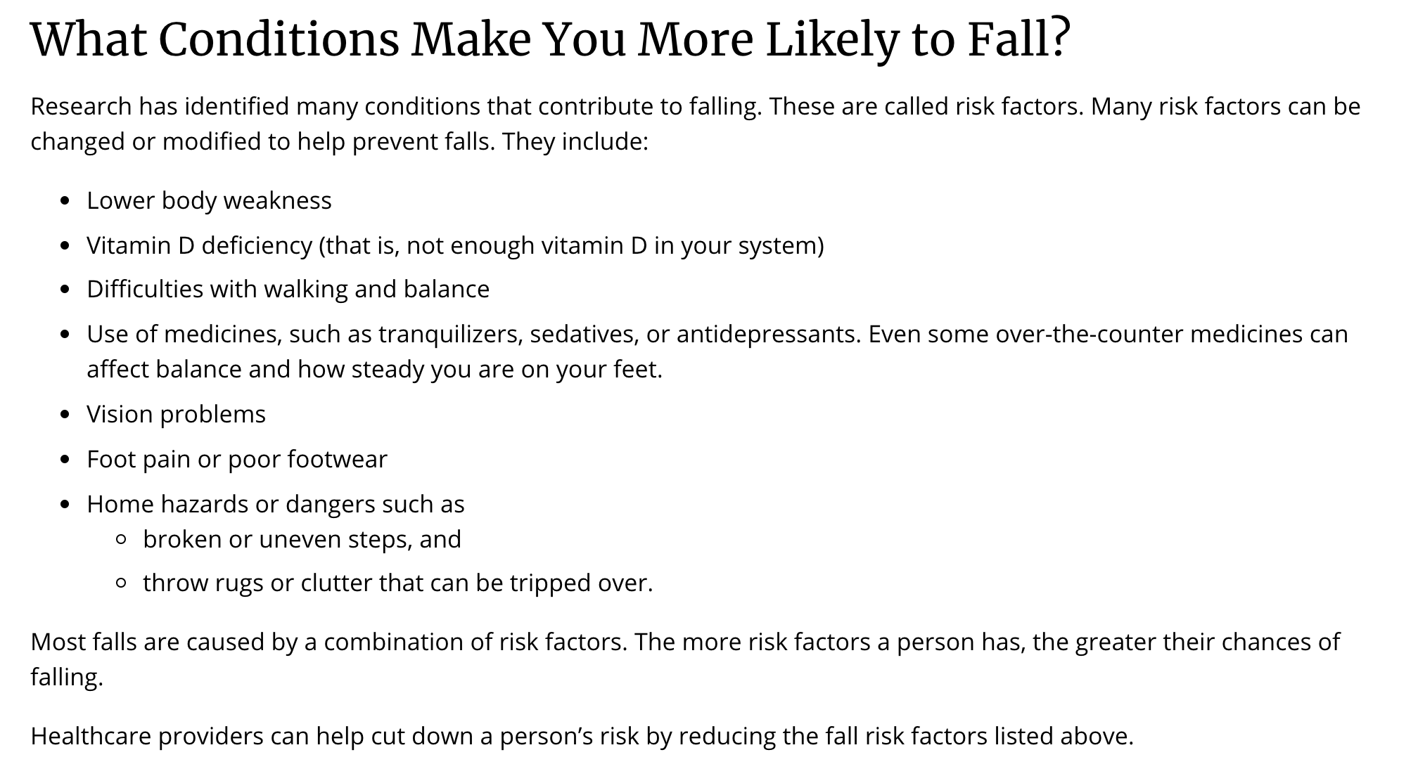 Falling Risks