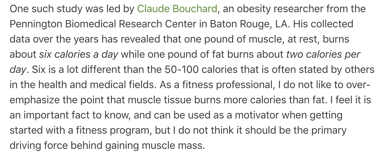 Fat vs Muscle Calorie Burning